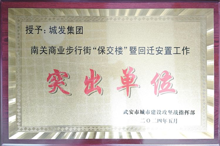 南关街暨回迁安置工作突出单位
